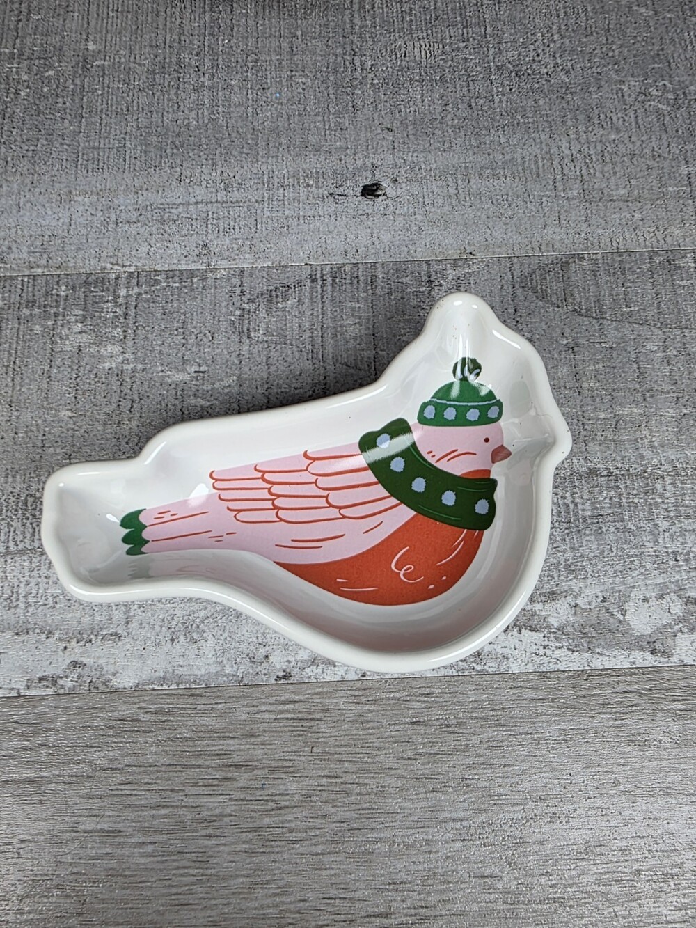 Christmas Ceramic Spoon Rest Trinket Soap Dish Fat Bird Chick 168d3